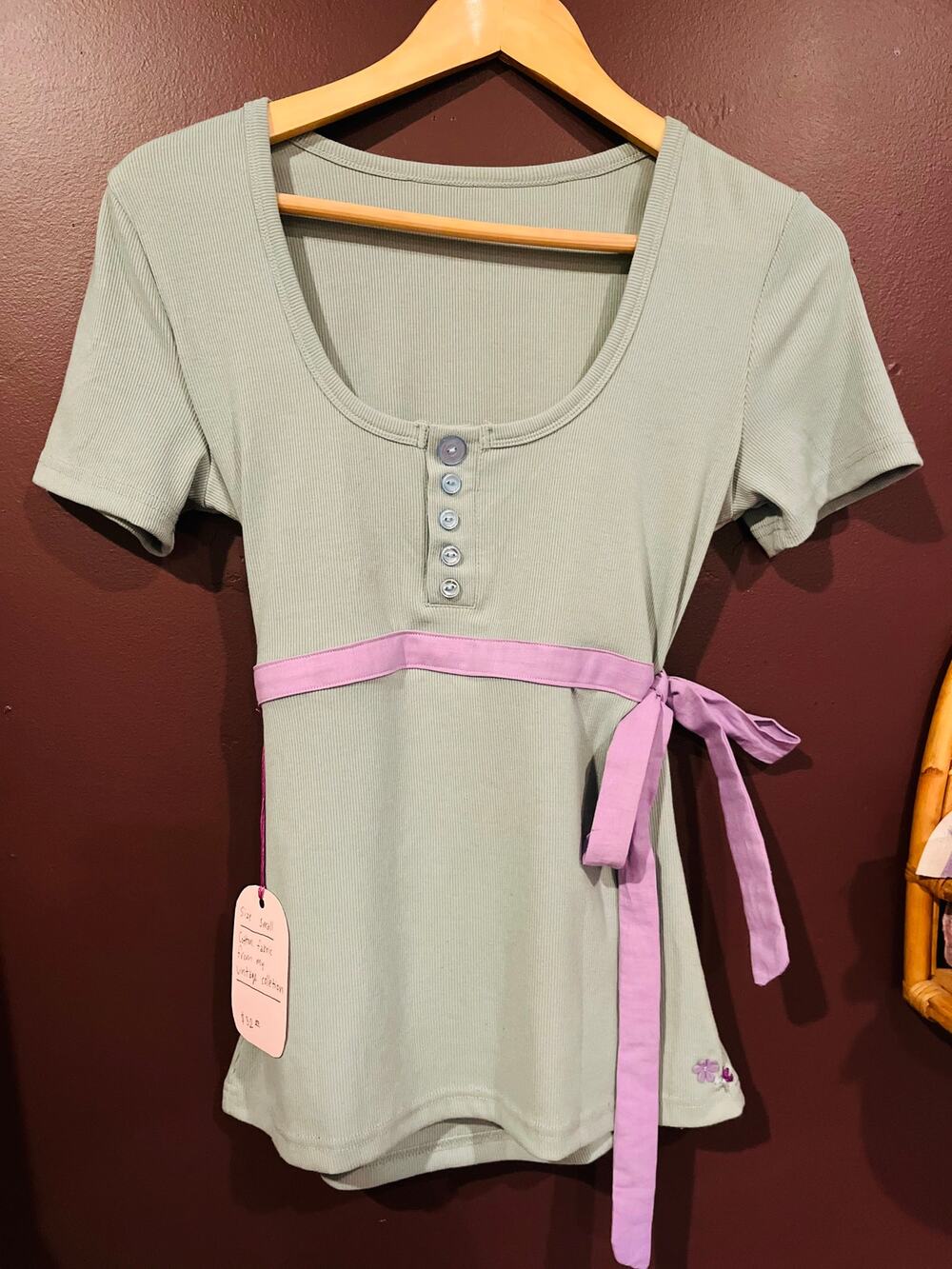 Brand new handmade: Mint and Lilac back tie babydoll top